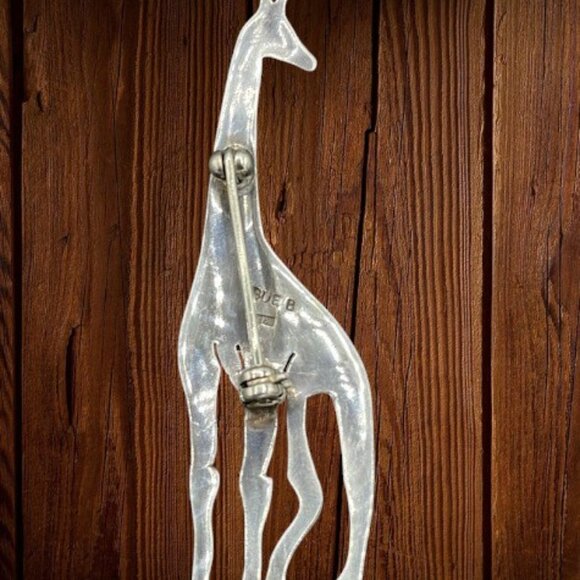 Vintage SUE B. 925 Sterling Silver Giraffe Brooch Safari Figural Pin - Picture 7 of 9